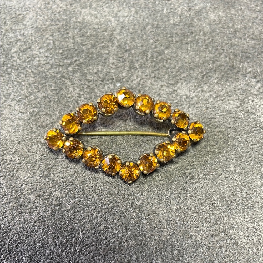 Czech Amber Crystal Brooch